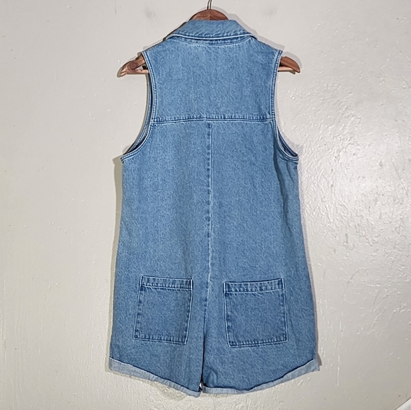 Show Me Your MuMu Light Blue Denim Romper - Picture 2 of 4